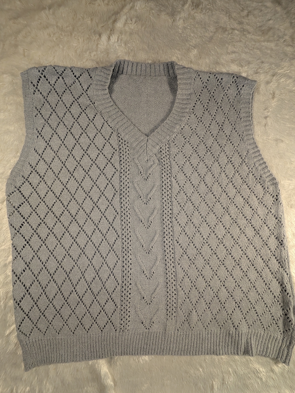 Unbranded Women's Light Gray Knit V-Neck Sweater Vest 2XL